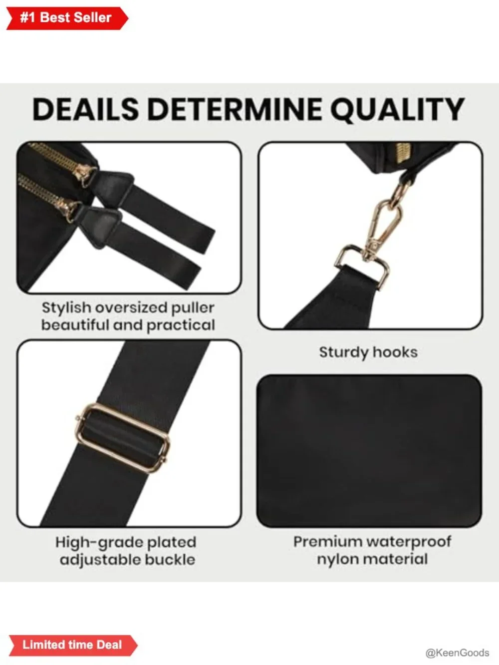 Nylon Checkered Crossbody Bum Bag Waist Pack Shoulder Handbag